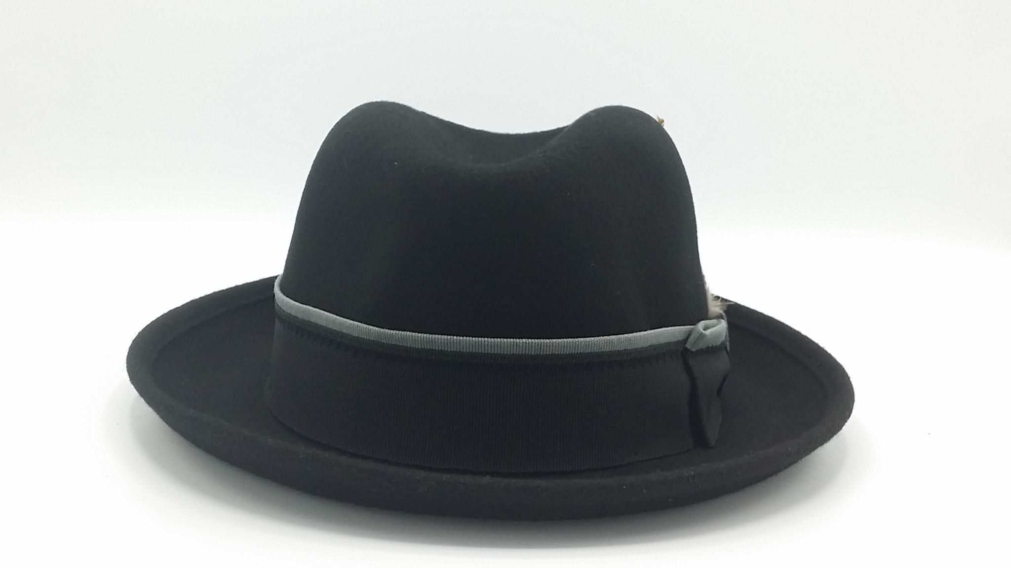 Chapeau Fedora Trilby En Feutre Unisexe - Taille 56-58 Cm - Noir, Gris Foncé, Marron - À Plumes