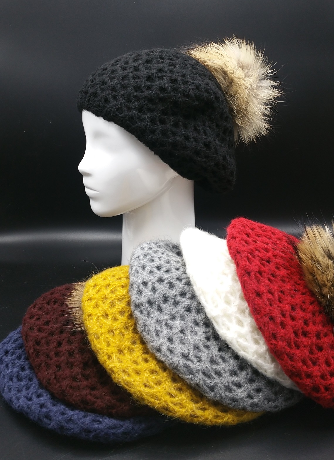 Bonnet en laine, mohair, soie au crochet MERYL - AMARAU